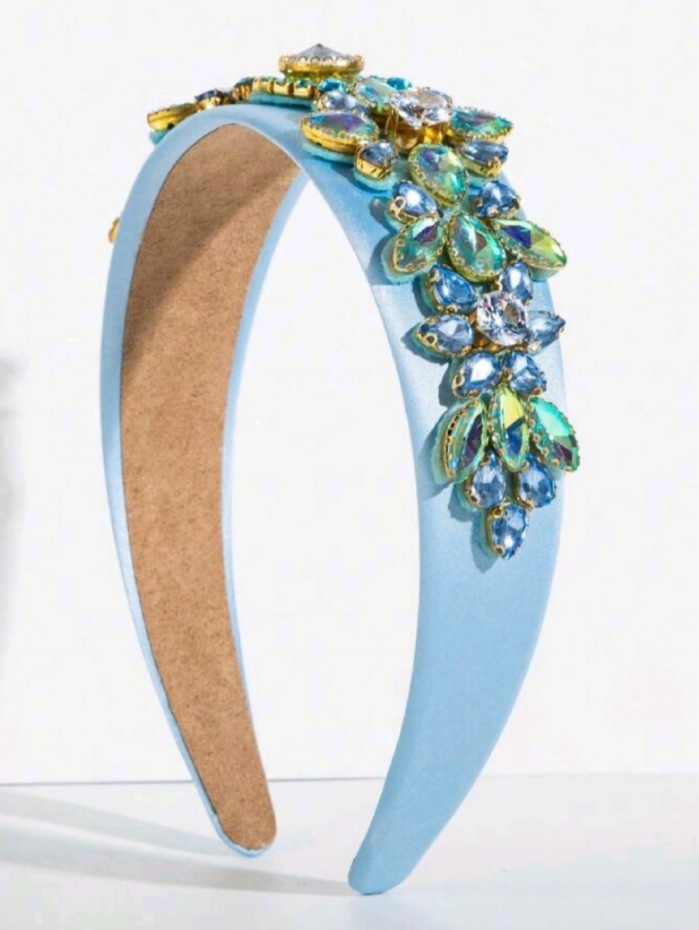 Elegant Regal Embellished Light Blue Aqua Crystal Headband